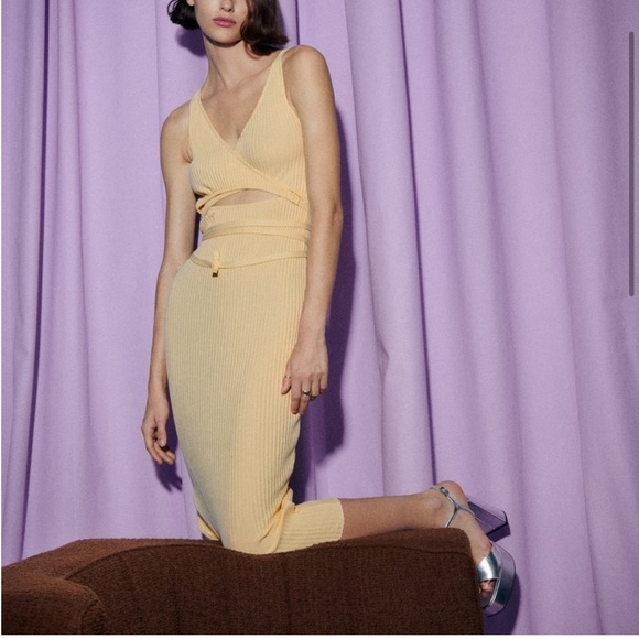 Zara Cut Out Yellow Dress - Picture 3 of 6